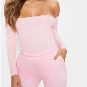 Frill Edge Long sleeve Thong Bodysuit